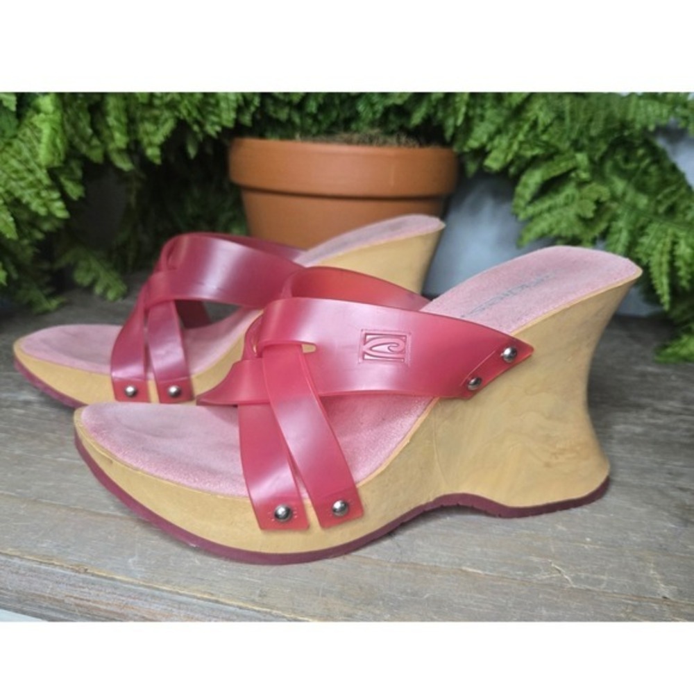 Candie's Y2K Pink Platform Wedge Slide Sandals Size 8M Fits Small 7